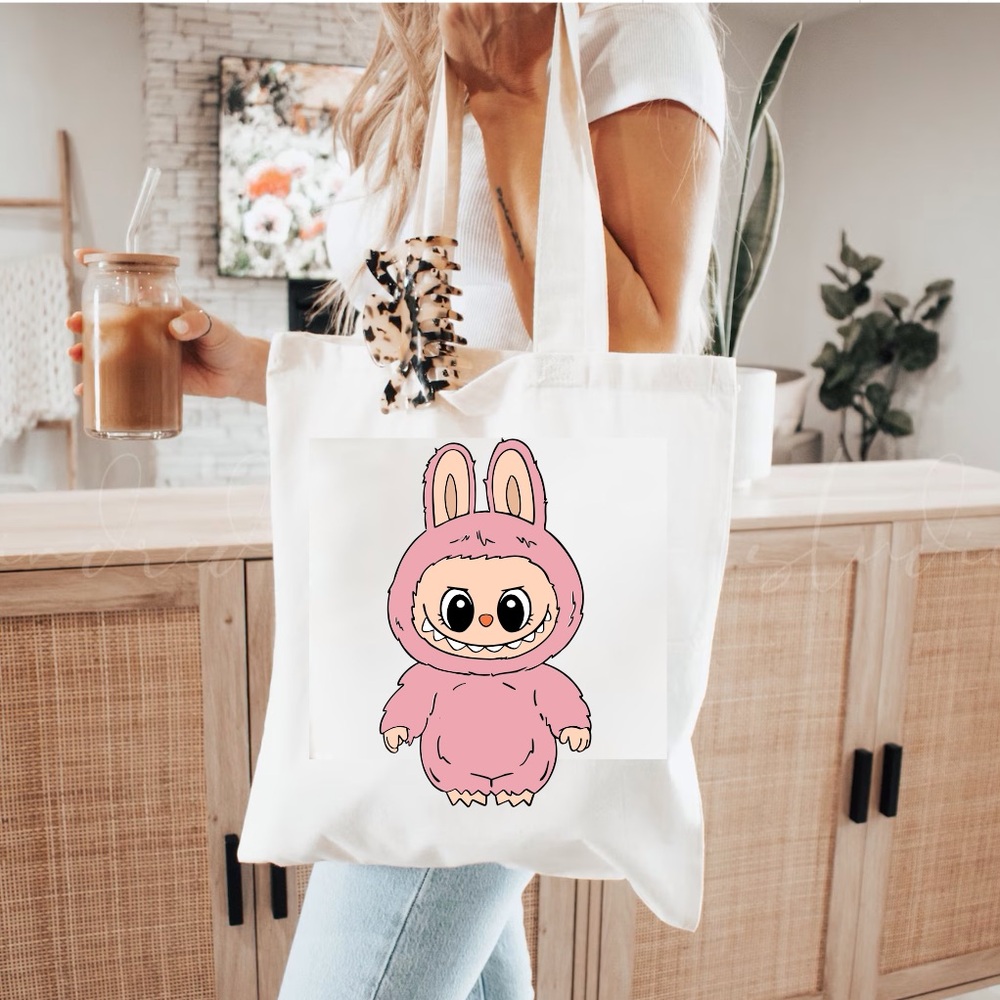Adorable Pink Labubu Tote Bag